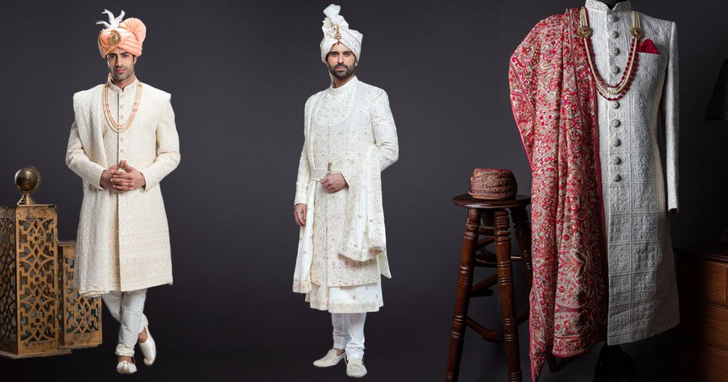 Model image of wedding sherwani for men