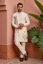 Natural colour kurta set with floral design print