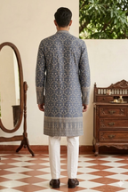 Dark blue kurta set with dupatta and allover work