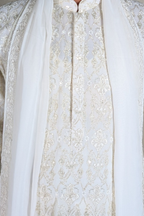 White colour kurta pant  and dupatta with allover thread embroidery