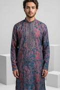 Navy blue kurta with allover print