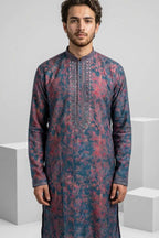 Navy blue kurta with allover print