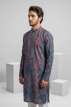 Navy blue kurta with allover print