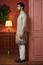 Pista colour kurta set with printed work