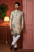 Pista colour kurta set with printed work