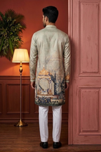 Pista colour kurta set with printed work