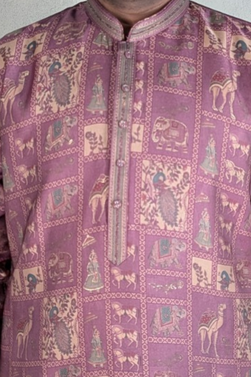 Printed purple kurta set