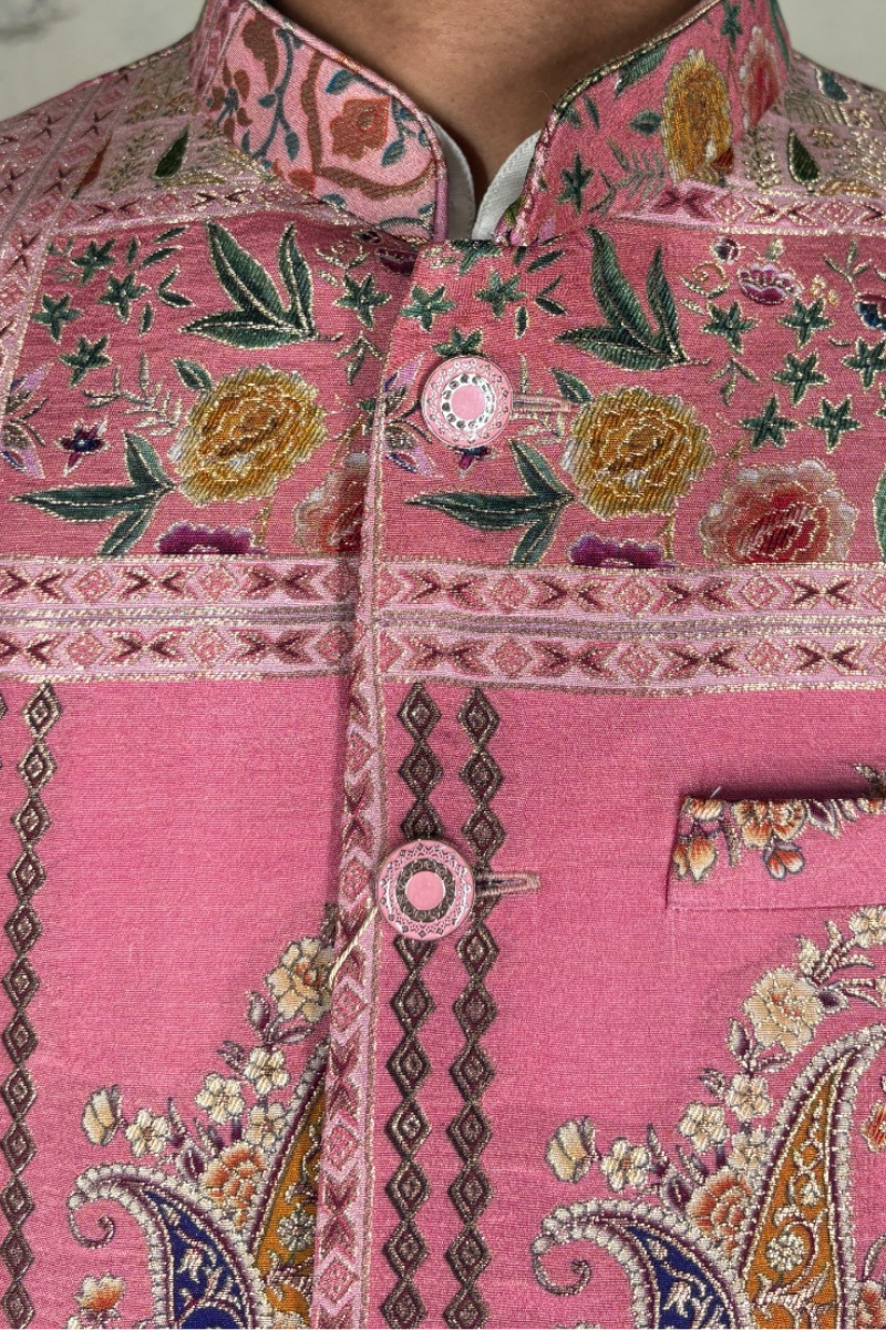 Pink colour printed bundi