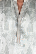 Olive colour printed kurta set with embroidered work