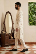 Cream colour kurta set with embroidery