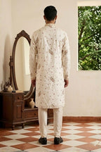 Cream colour kurta set with embroidery