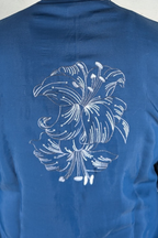Blue colour kurta with white floral thread work