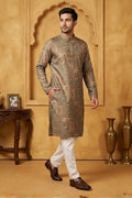 Printed green kurta set