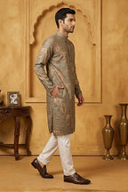 Printed green kurta set