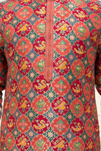 Imperial Amber Printed Kurta set with a traditional motif pattern with collar and neck lace