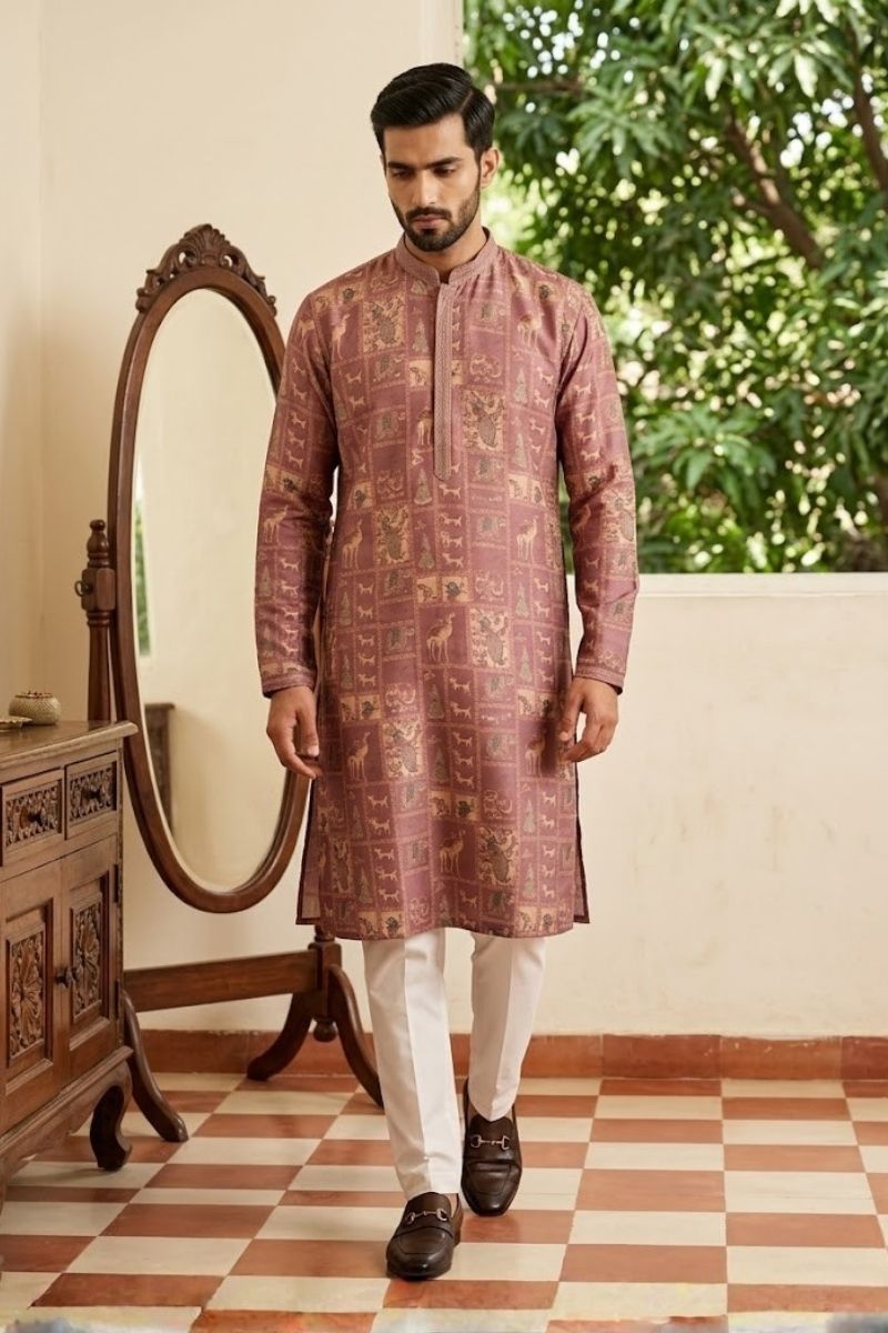 Printed purple kurta set