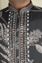 Black colour kurta top with white floral print