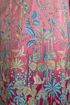 Pink colour kurta top with floral and architectural design embroidery