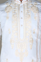 White kurta top with white thread work