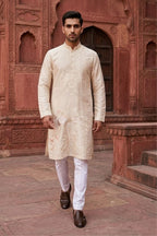 Royal Crimson Classic Kurta set with white thread work