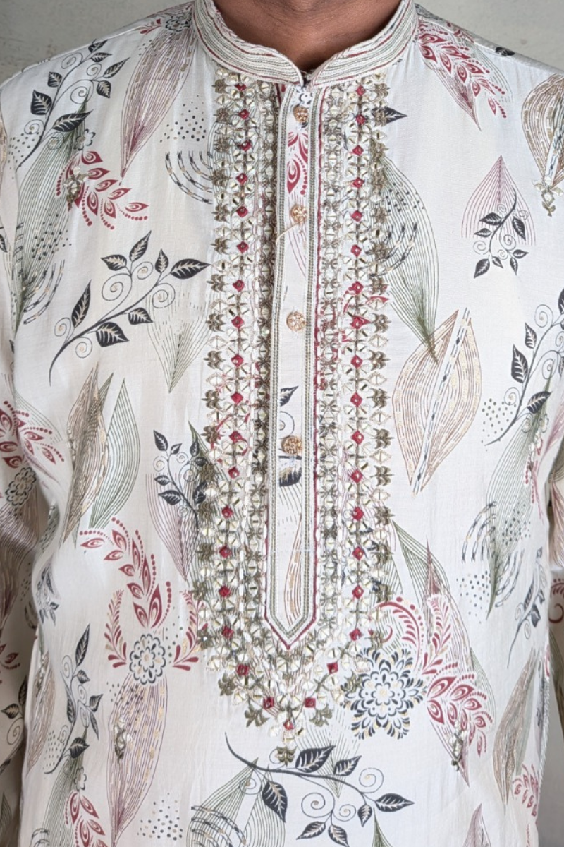 Mehndi colour kurta top with floral print