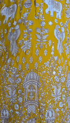 Yellow colour georgetta fabric kurta top with allover thread embroidery