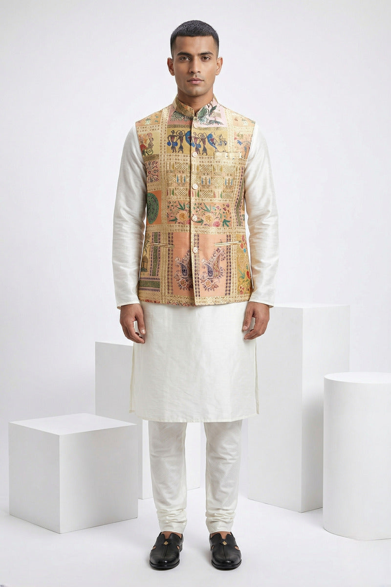 Gold colour printed bundi