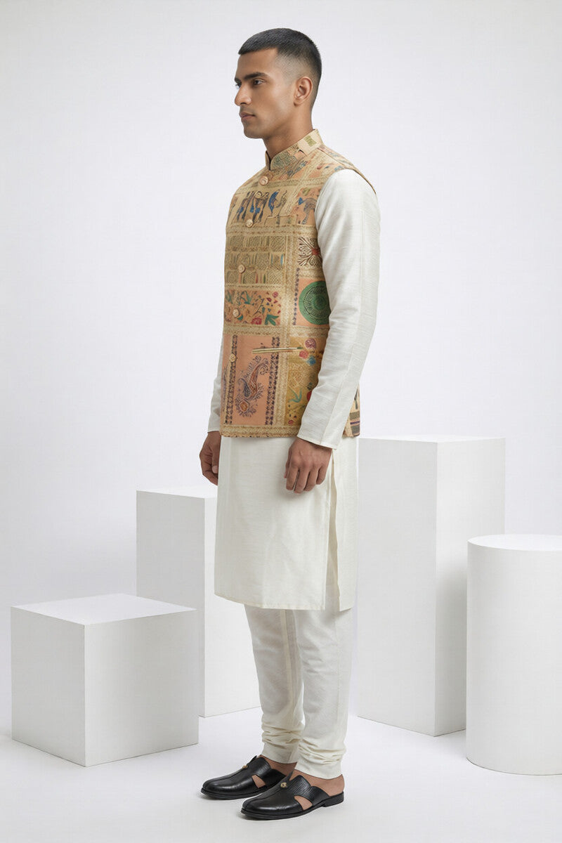 Gold colour printed bundi