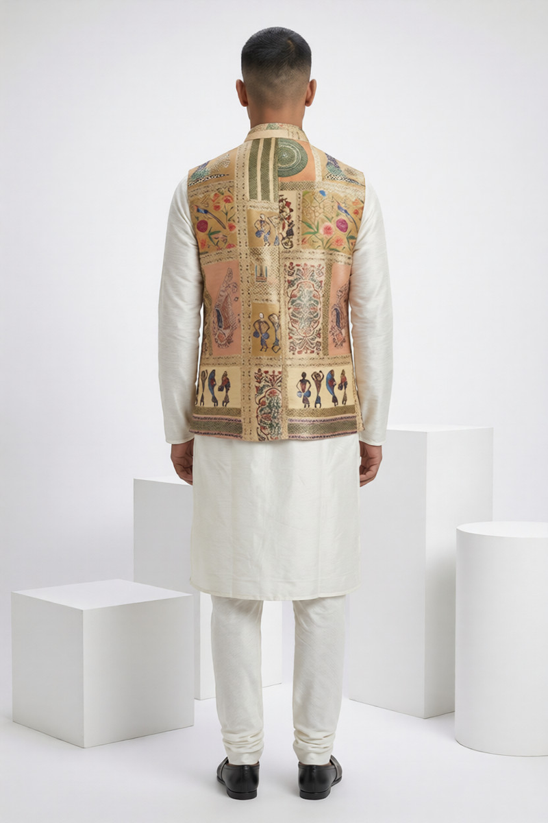 Gold colour printed bundi