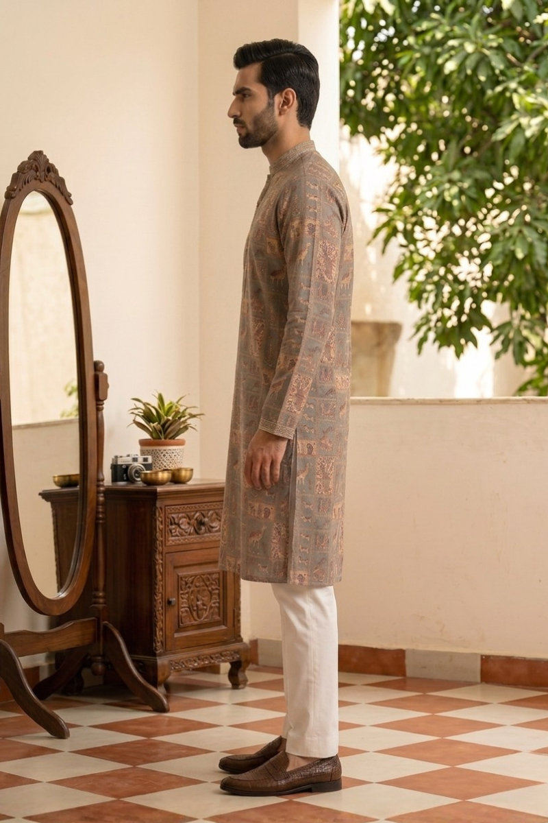 Printed green kurta top