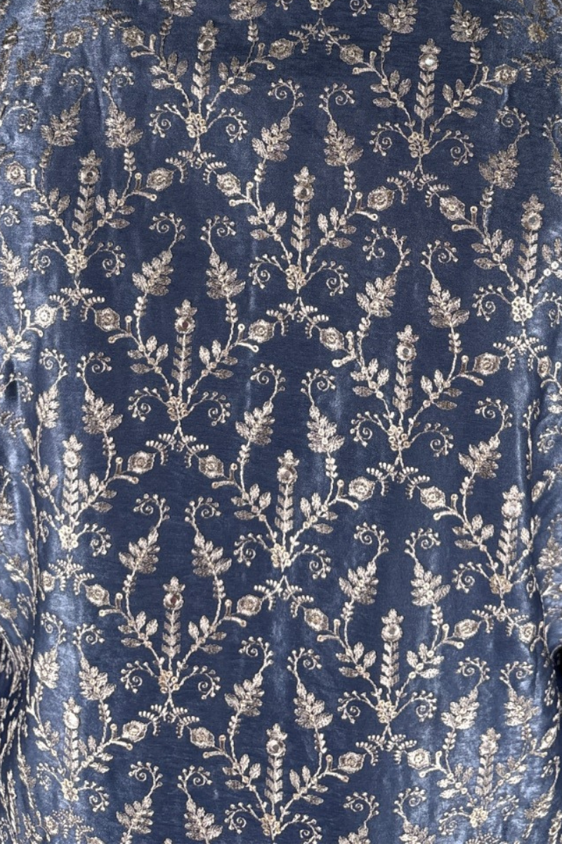 Dark blue kurta set with dupatta and allover work