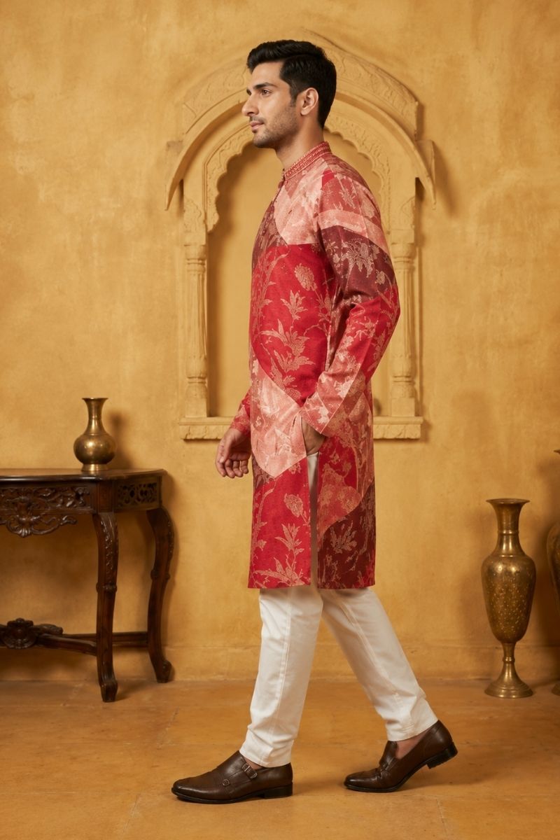 Maroon printed kurta set