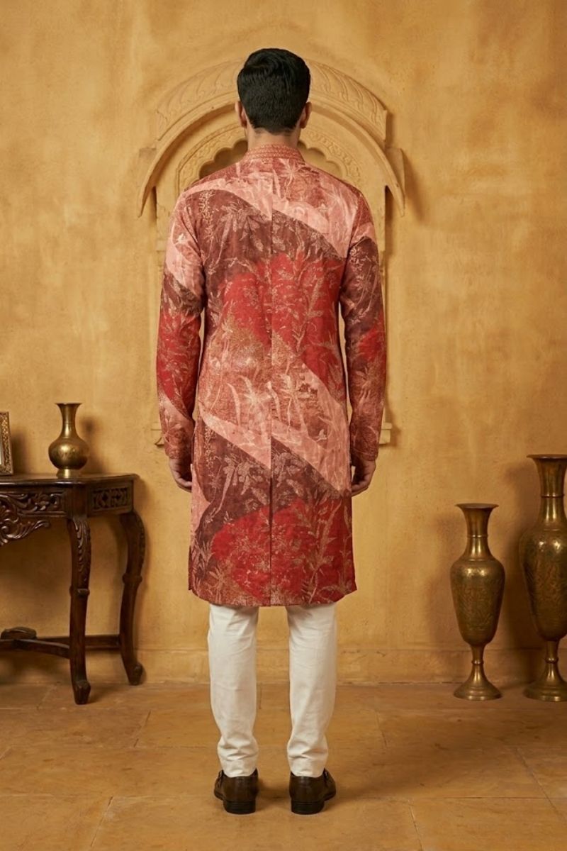 Maroon printed kurta set