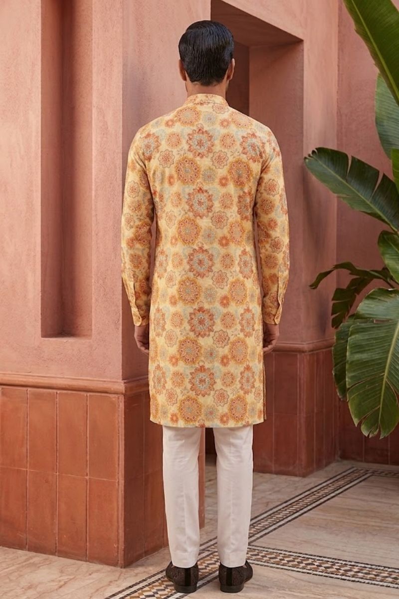 Multicolour kurta pant  with decorative floral and geometric print