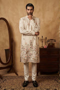 Natural semi cotton kurta with thread work and pant
