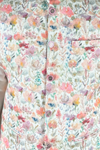 Cream colour printed floral design bundi