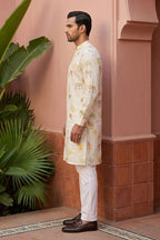 Cream kurta pant  with elephant print motifs