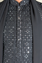 Black Colour kurta top and dupatta with allover thread and mirror work