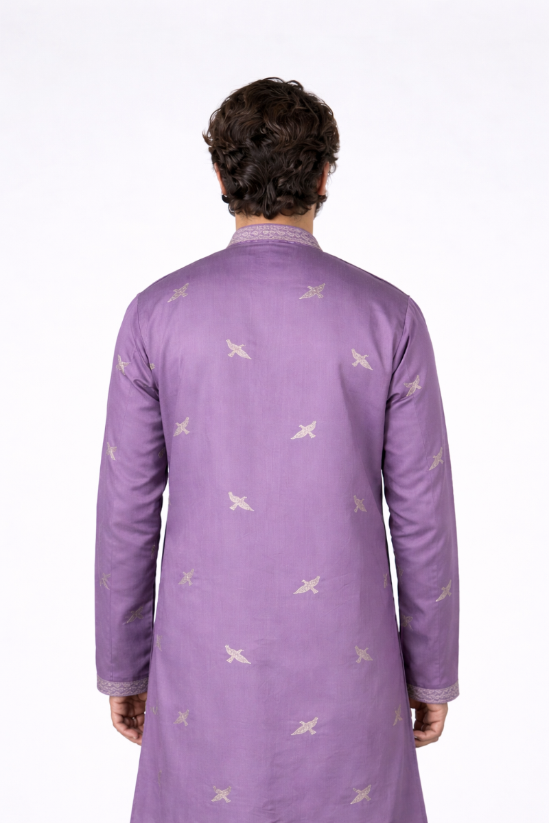 Purple colour kurta top with thread work