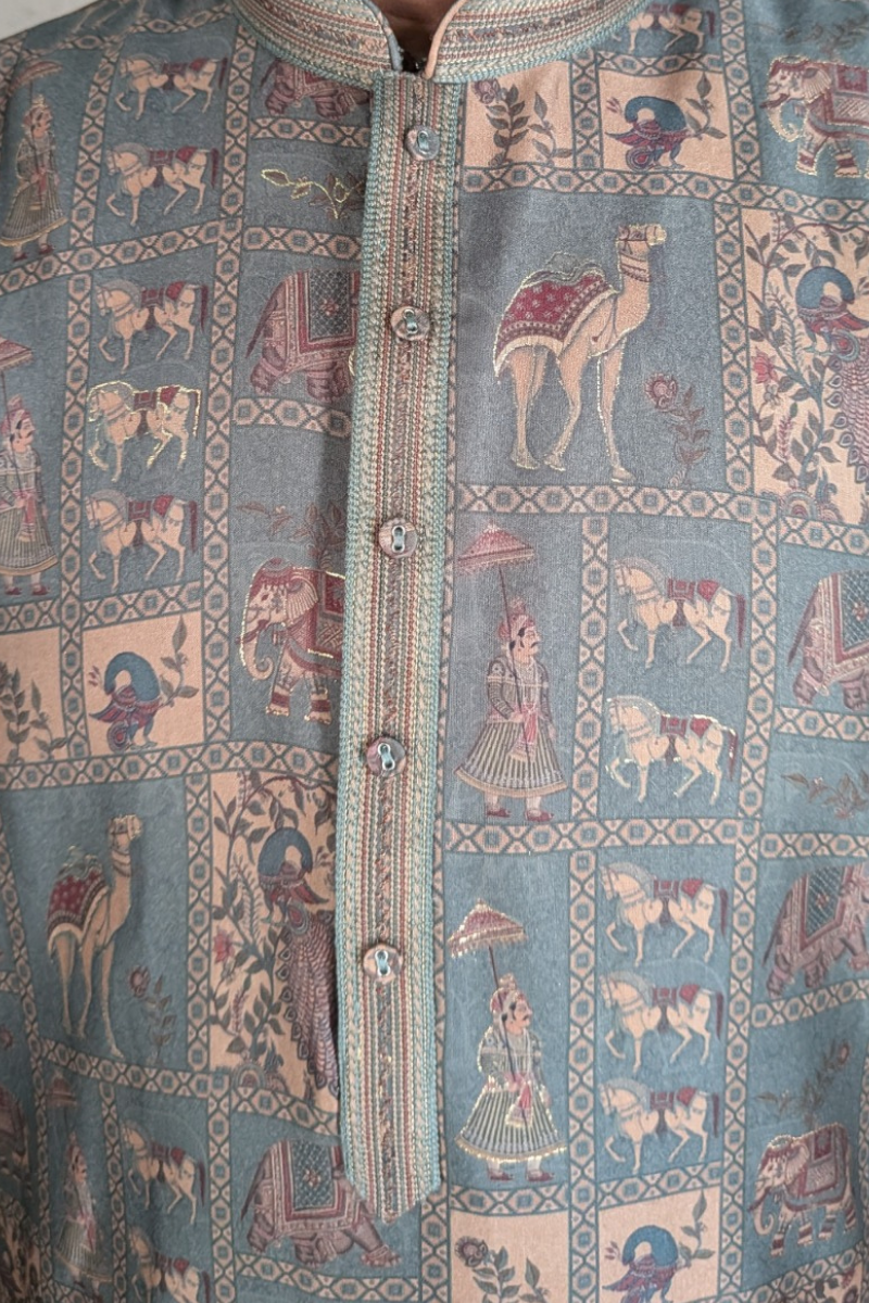 Printed green kurta top