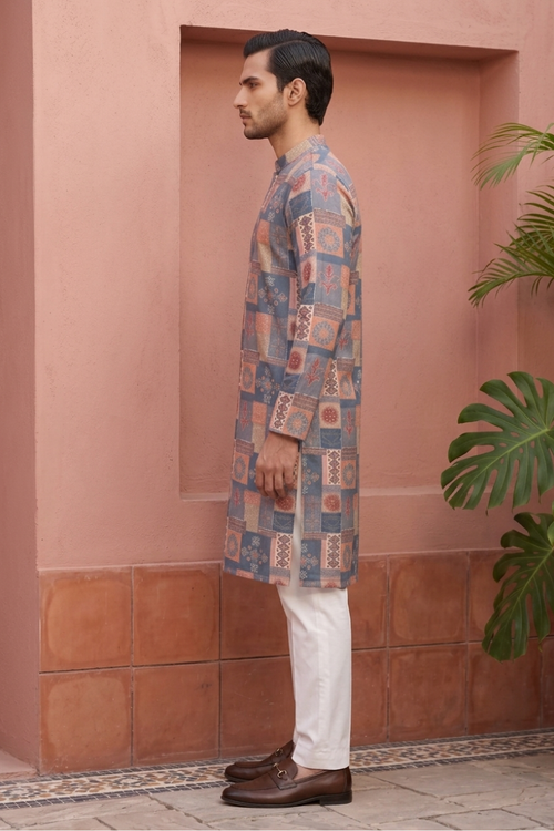 Semi sheer cotton kurta with a multi print design
