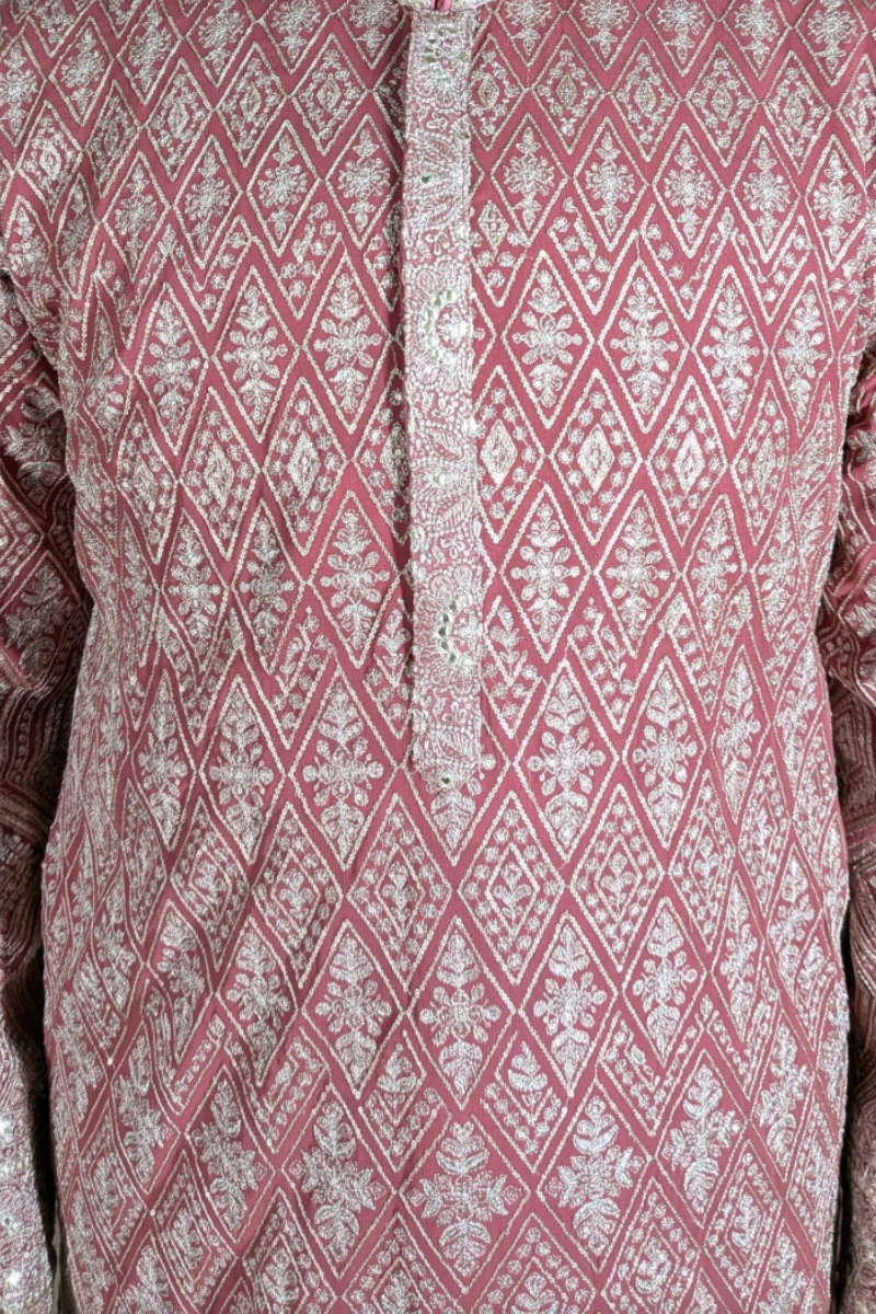 Maroon kurta set with sequin work