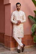 White colour kurta top with thread work and pant