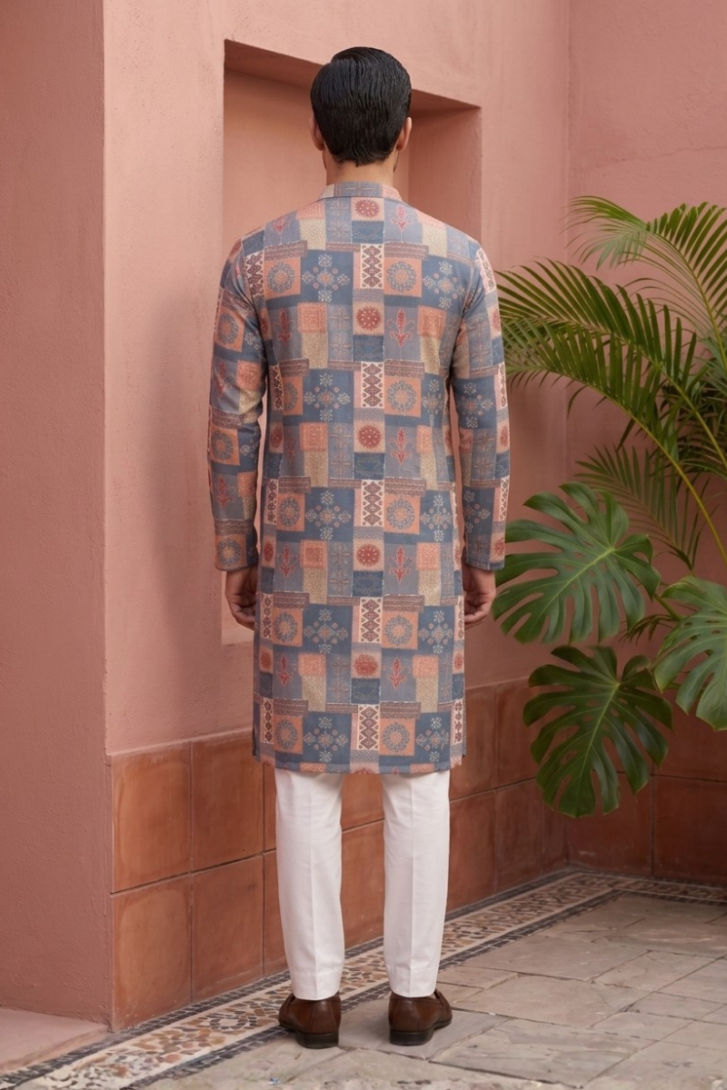 Semi sheer cotton kurta with a multi print design