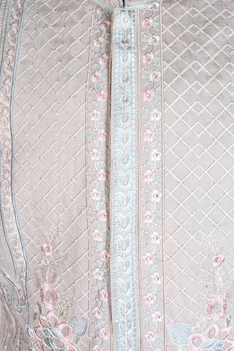 Onion colour kurta set  with embroidery