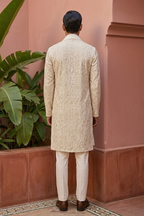 White colour kurta pant  and dupatta with allover thread embroidery
