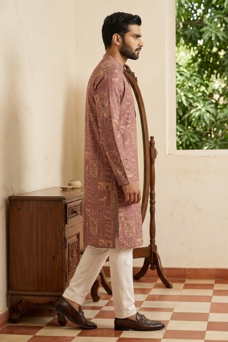 Printed purple kurta set