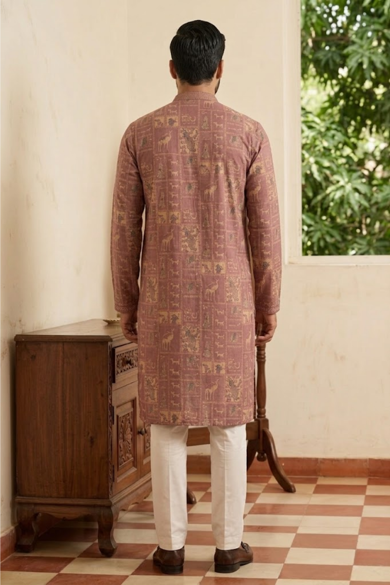 Printed purple kurta set