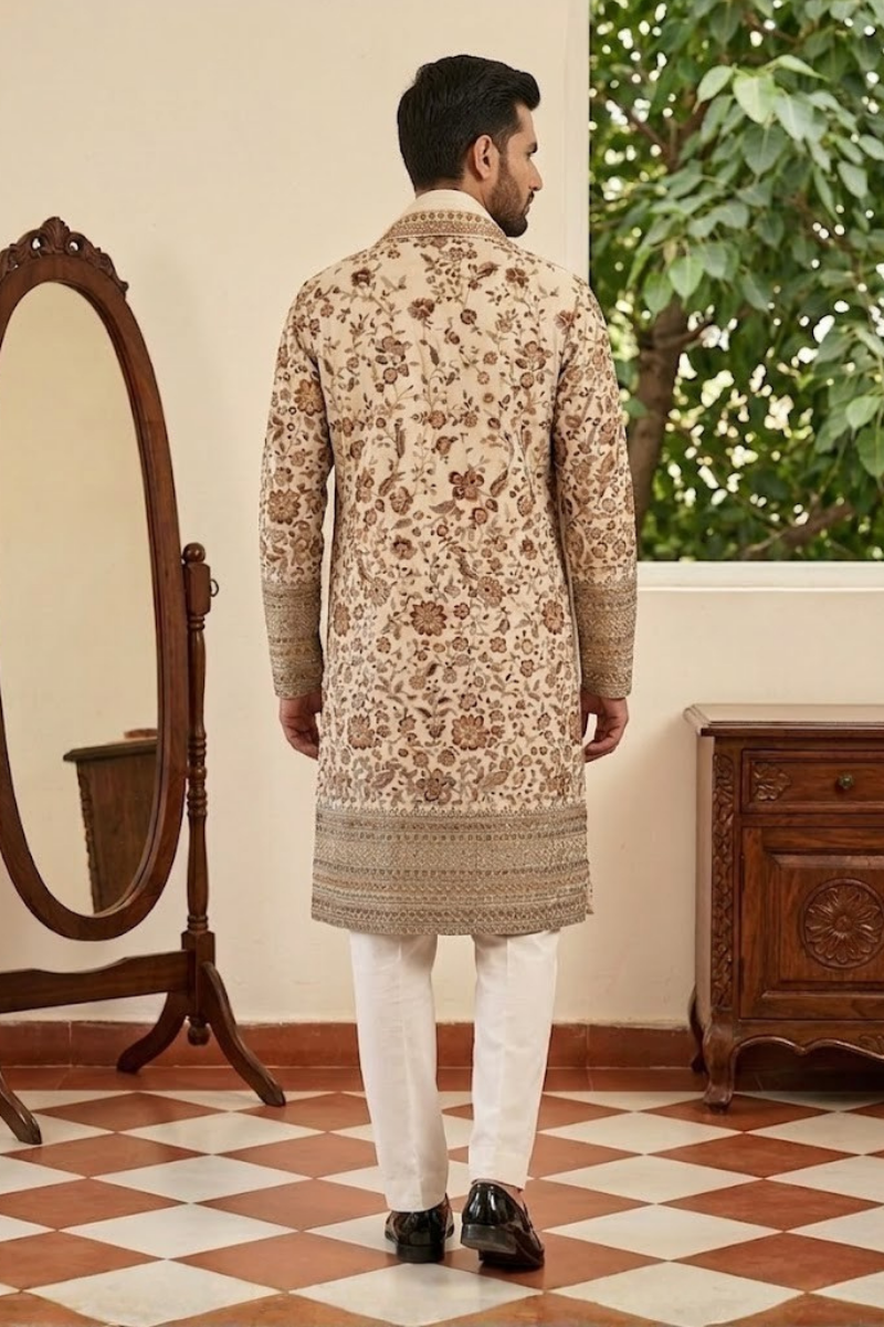 White colour kurta top and dupatta with allover colourful thread work