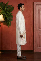 White kurta set with white thread work